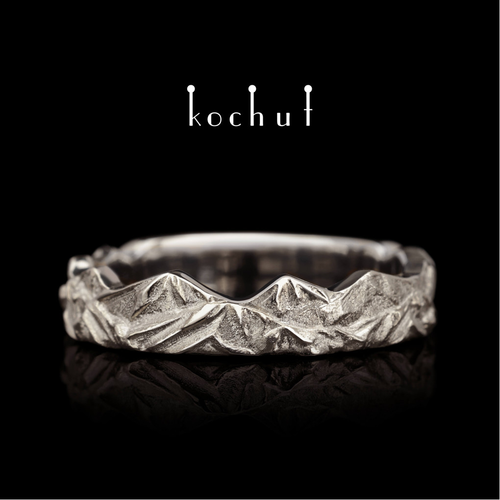 Wedding ring «Peaks of Love». Palladium gold