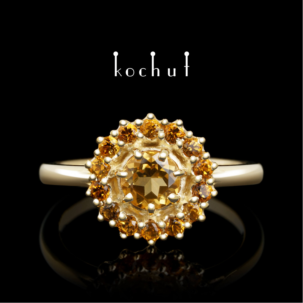 Engagement ring «Warmth of memories». Yellow gold, citrines