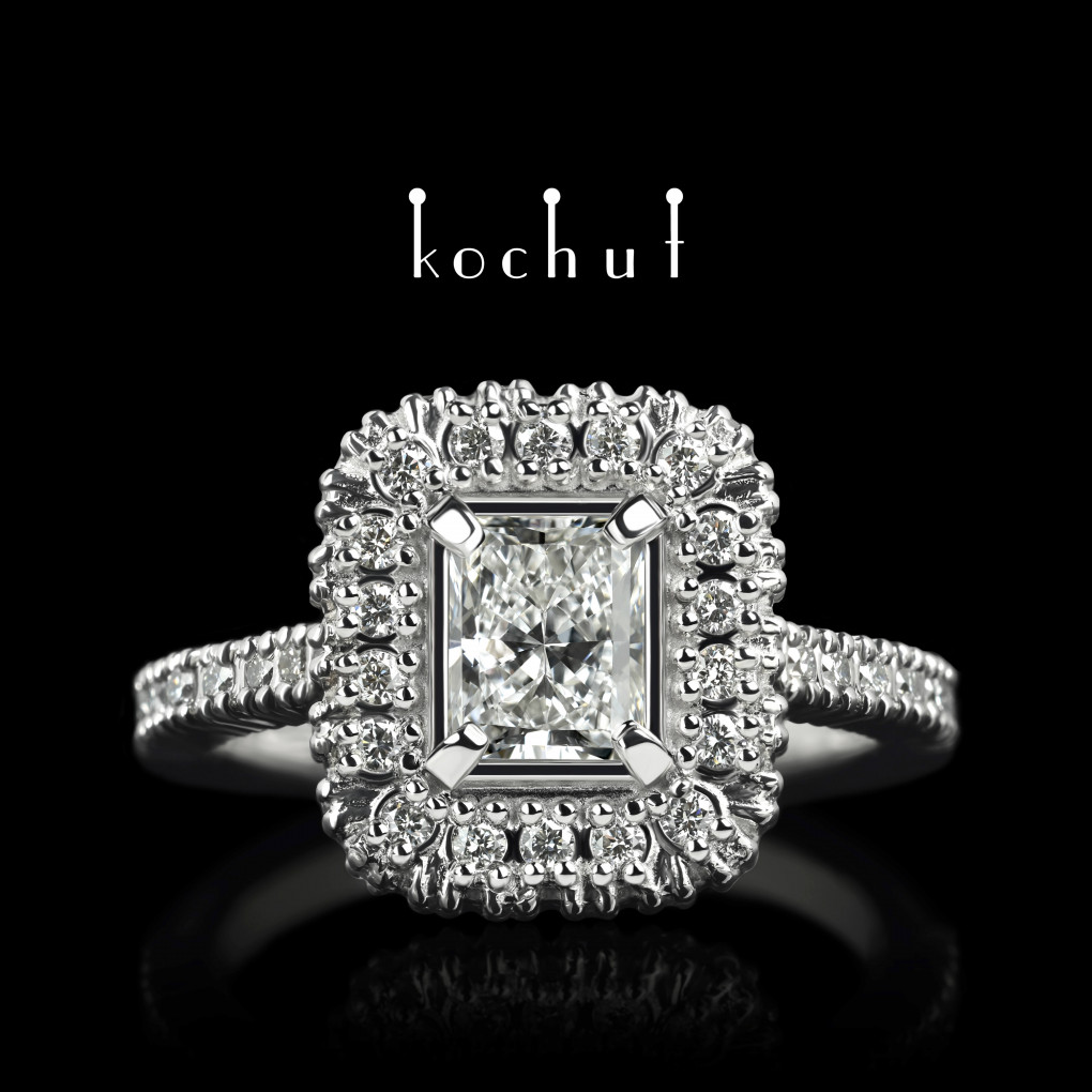 Engagement ring «Greatness». Platinum, diamonds