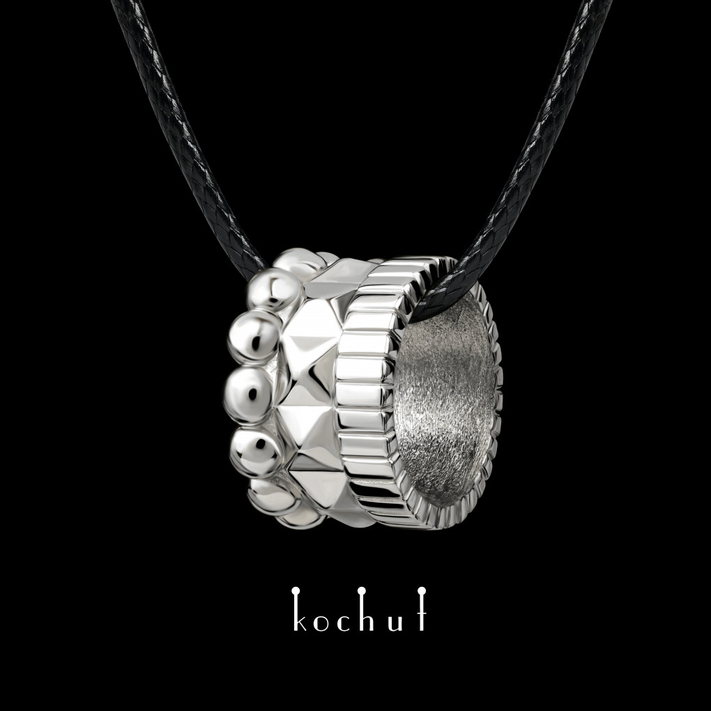 Pendant «Facets of character». White gold, white rhodium